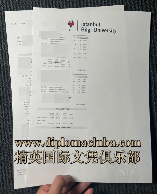 伊斯坦布尔比尔基大学成绩单