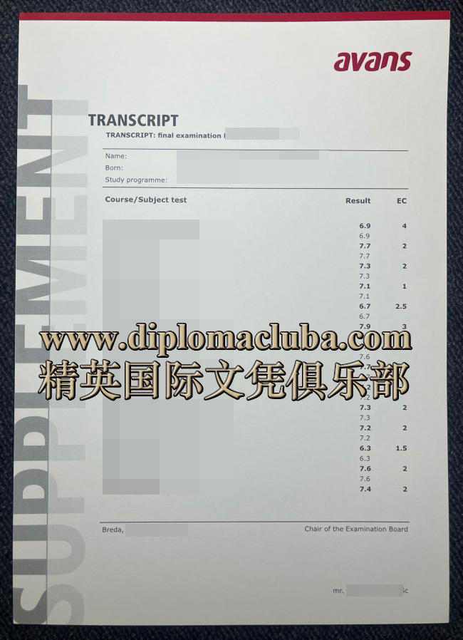 艾文思应用科学大学成绩单